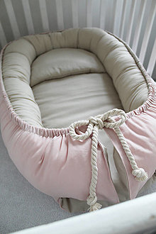 Detský textil - Obojstranné hniezdo pre bábätko, ružovobéžové - 15158885_