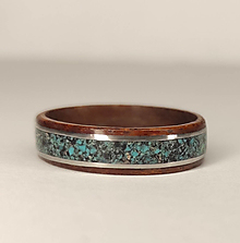 Prstene - Drevený prsteň s tyrkysom a regalitom - 15161682_