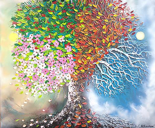 Obrazy - Strom- štyri ročné obdobia 120x80 - 15157931_