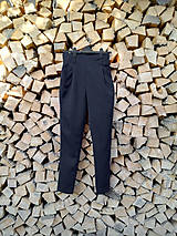 Nohavice - Čierne dámske nohavice s vysokým pásom - 15158424_