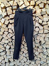 Nohavice - Čierne dámske nohavice s vysokým pásom - 15158425_