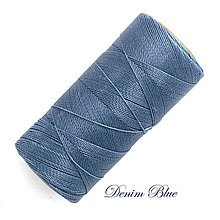 Galantéria - Linhasita voskovaná šnúrka na micro macramé, 0,75mm, bal.1klbko (250m), fareb. škála č.3 (Denim Blue) - 15160550_