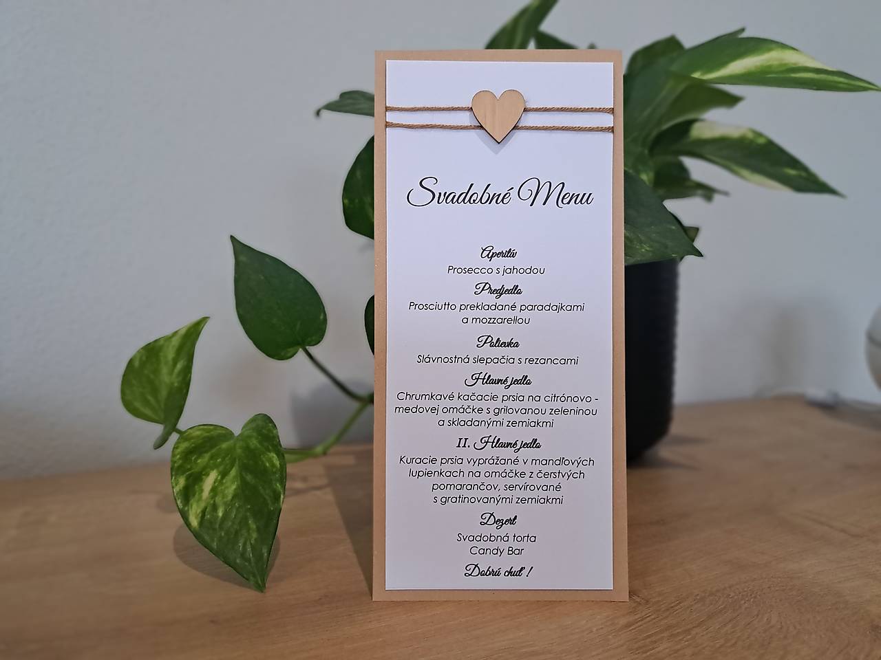 Menu lístok ,,Wooden heart,, / L-Pipi - SAShE.sk
