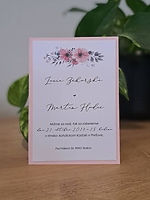 Papiernictvo - Svadobné oznámenie,,Pink flowers,, - 15162194_
