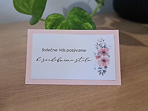 Papiernictvo - Pozvánka ku stolu ,,Pink flowers" - 15162296_