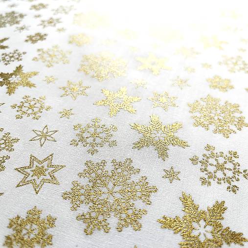  - zlaté vianočné hviezdy, 100 % bavlna, šírka 140 cm - 15162838_