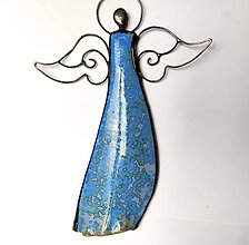 Dekorácie - Keramický anjel s kovovými krídlami - 15163681_