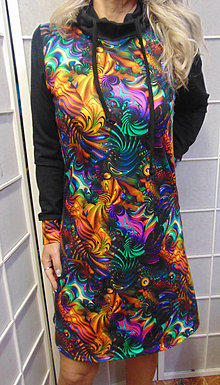 Šaty - Mikinové šaty - barevný vzor S- XXXL - 15165812_