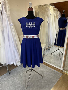Šaty - Folk šaty modré-VÝPREDAJ - 15165375_