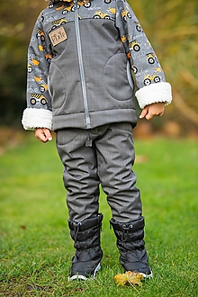 Detské oblečenie - softschell nohavice šedé s barančekom klasický strih - 15162031_