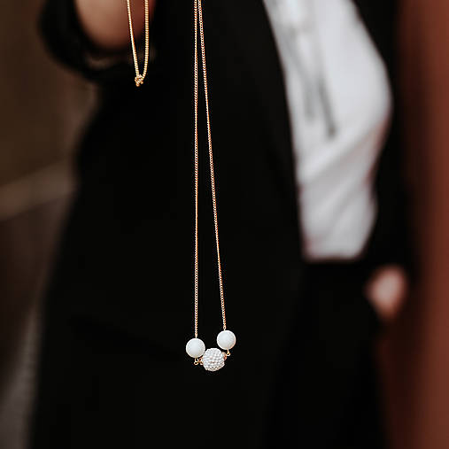 TRIO dlhý perlový náhrdelník