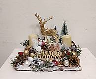 Dekorácie - Vianočná dekorácia svietnik 20x20 cm jeleň krajinka  - 15164493_