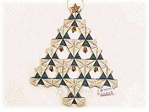 Dekorácie - Vianočný stromček Origami / Zeleno - biely - 15162924_
