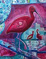 Obrazy - Červený ibis / akryl originál - 15162432_