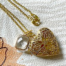 Náhrdelníky - Heart Zircone Locket Necklace / Medailón v tvare srdca so zirkónikom (Clear) - 15167295_