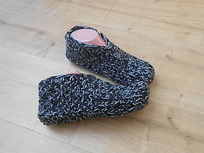 Ponožky, pančuchy, obuv - Pletené domáce papučky-pánske - 15166373_