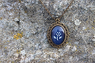 Náhrdelníky - Modrotlač v náhrdelníku (vzor 10) - 15169425_