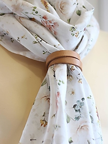 Šatky - Jemná dámska kvetinová šatka zo 100% ľanu "Vintage" - 15167698_