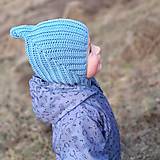 Čiapky, čelenky, klobúky - Detská háčkovaná pixie merino kukla (modrá) - 15166272_