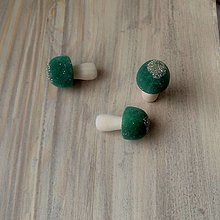 Polotovary - Dekoračný drevený hríbik zelený-4cm - 15169228_