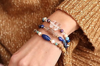 Sady šperkov - TRIO náramky z minerálov - blue - 15167449_
