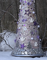 Dekorácie - Vianočný stromček jemne fialová + strieborná - 15172813_