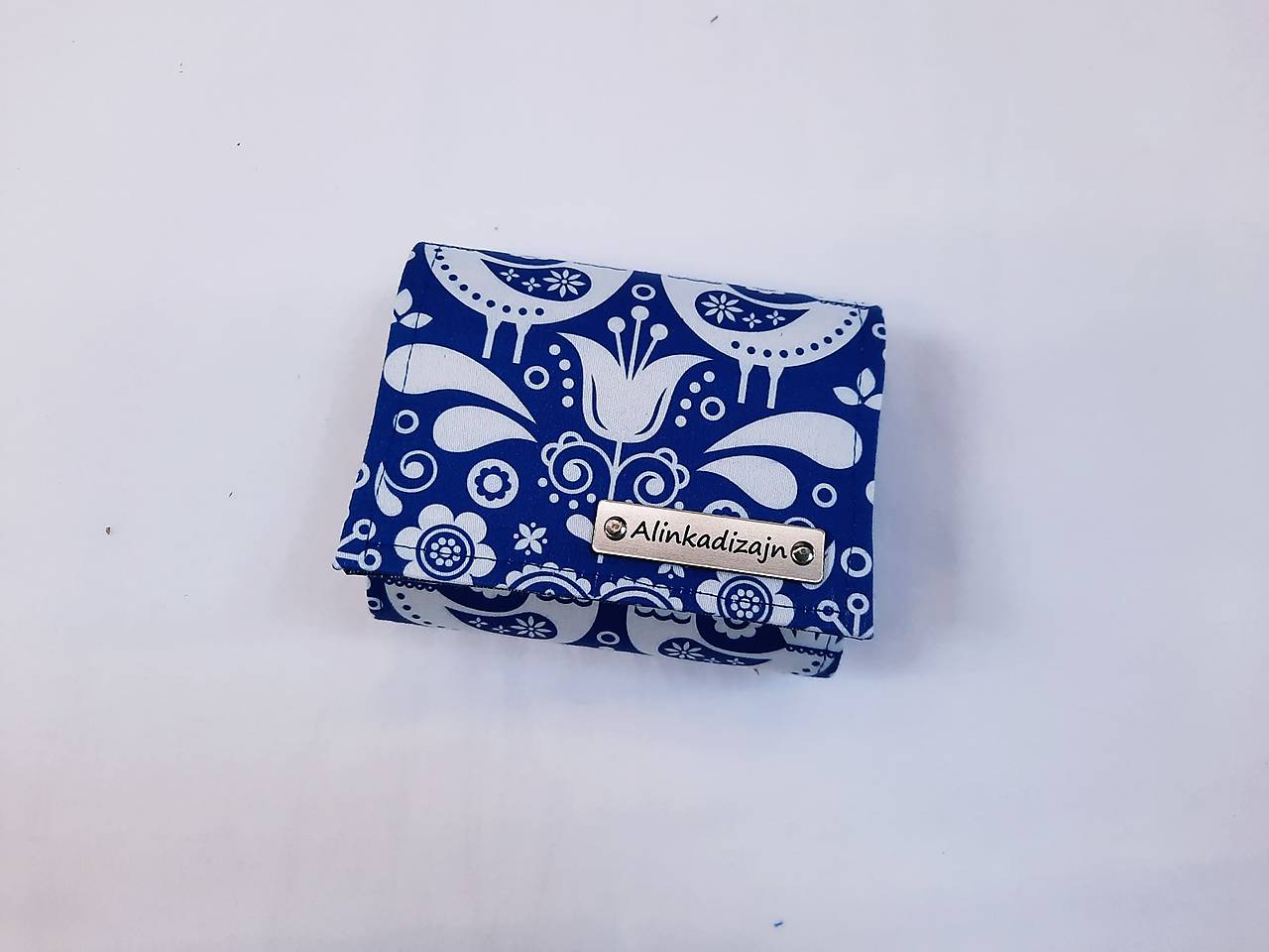 Priehradková malá peňaženka modrá s vtáčikmi