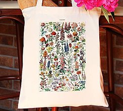 Nákupné tašky - Plátená taška s potlačou - kvety - 15171948_