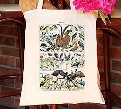 Nákupné tašky - Botanický plagát vtáky na plátenej taške - 15172042_