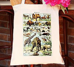Nákupné tašky - Botanický plagát cicavce II. na plátenej taške - 15172260_