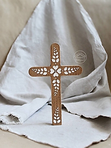 Dekorácie - Kríž drevený 20cm Štvorlístok - 15171414_