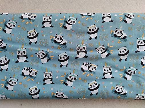 VLNIENKA Detské obliečky do postieľky na mieru  100% bavlna MINT FR Panda tyrkysová