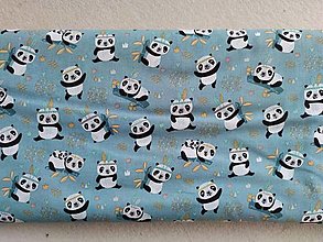 Detský textil - VLNIENKA Detské obliečky do postieľky na mieru  100% bavlna MINT FR Panda tyrkysová - 15169891_