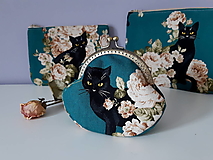 Peňaženky - Minitaštička Černé kočky v růžích - 15169933_