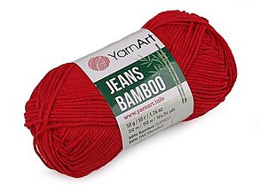 Galantéria - Pletacia priadza Jeans Bamboo 50 g (144 červená) - 15170448_