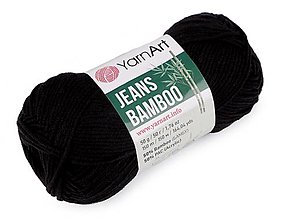 Galantéria - Pletacia priadza Jeans Bamboo 50 g (135 čierna) - 15170464_