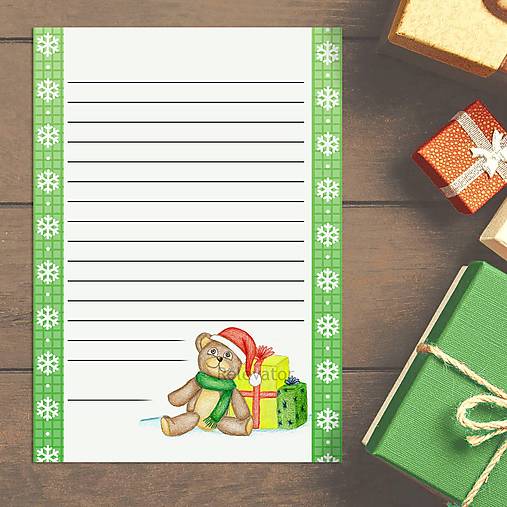 Papiernictvo - List Ježiškovi/vianočný list s ilustráciu macko (vločkový) - 15170584_