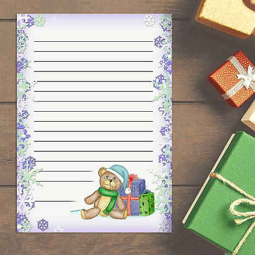Papiernictvo - List Ježiškovi/vianočný list s ilustráciu macko (námraza digitálny) - 15170589_