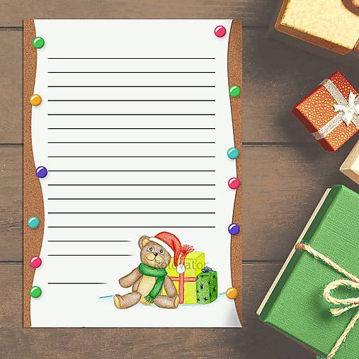 Papiernictvo - List Ježiškovi/vianočný list s ilustráciu macko (perníkový digitálny) - 15170591_