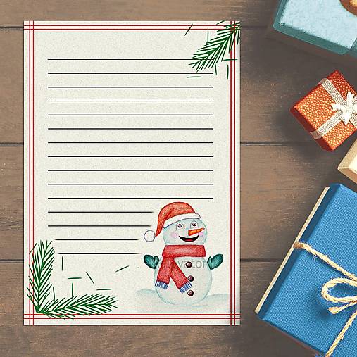 Papiernictvo - List Ježiškovi s ilustráciou snehuliačik (vintage digitálny) - 15170959_