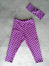 Detské oblečenie - Legíny bodky na fialovej s čelenkou, veľ. 98 - 15173608_