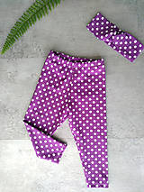 Detské oblečenie - Legíny bodky na fialovej s čelenkou, veľ. 98 - 15173746_