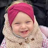 Detské čiapky - BABY DEUX merino čelenka (1- 3 roky) (slivková ružová) - 15173119_