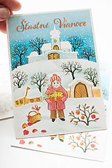 Papier - Pohľadnica "Šťastné Vianoce - ľudové, darom " - 15176180_