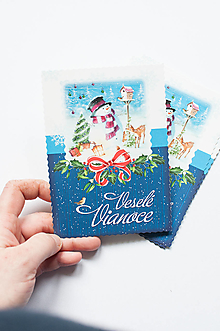Papier - Pohľadnica " Veselé Vianoce" - 15176139_