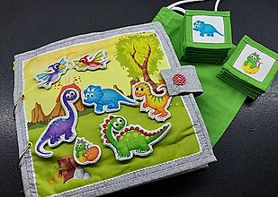 Hračky - Textilná kniha (Dino) - 15176476_