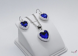 Sady šperkov - srdiečková súprava Royal Blue - 15178411_