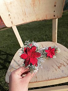 Ozdoby do vlasov - Čelenka s vianočnou ružou  (Červená + čierna čelenka) - 15178269_