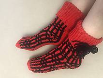 Ponožky, pančuchy, obuv - Červeno-černé ponožky - 15178113_