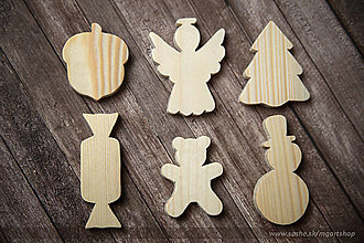 Hračky - Vianočné ozdoby z dreva - sada 6 kusov - 15179741_